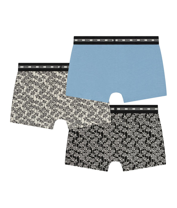 DIM Pacco da 3 boxer per bambino con motivo palme Dim Coton Stretch