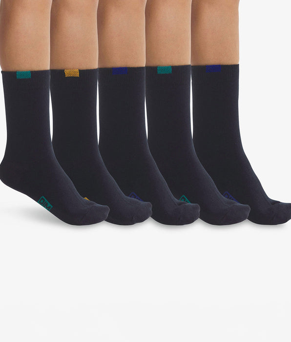 DIM Pacco da 5 paia di calze in cotone ecodim blu navy per bambini