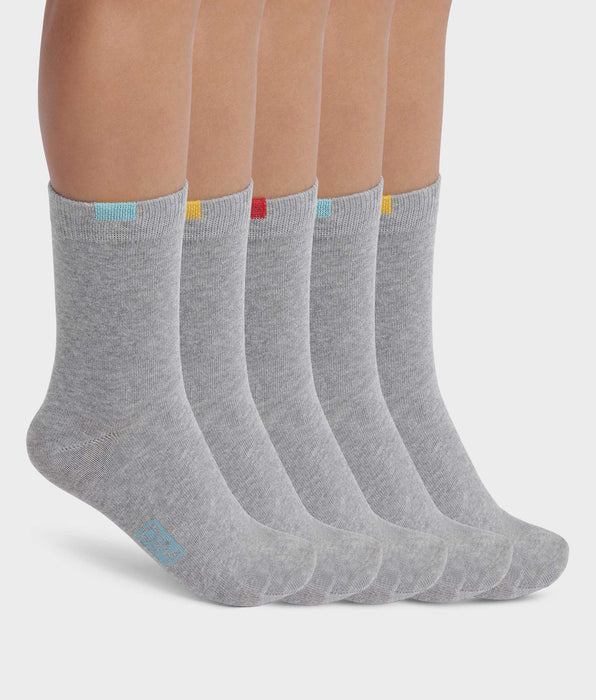 DIM Pacco da 5 paia di calze per bambini in cotone EcoDim Grigio Chiné