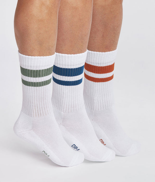 DIM Pacco da 3 paia di calze in cotone da uomo Bianco Verde EcoDim Sport