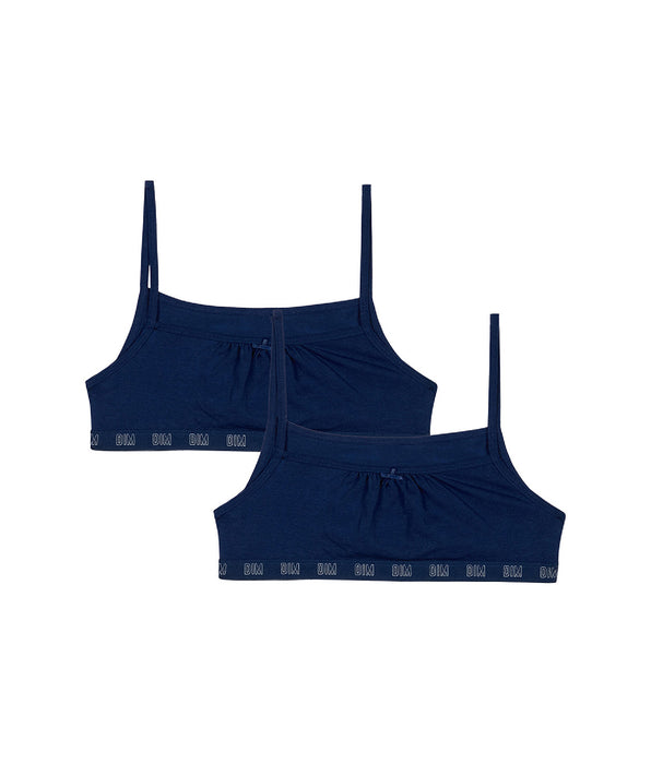 DIM Pacco da 2 brassieres per bambina in cotone bio Bleu Marine Dim Skin Care
