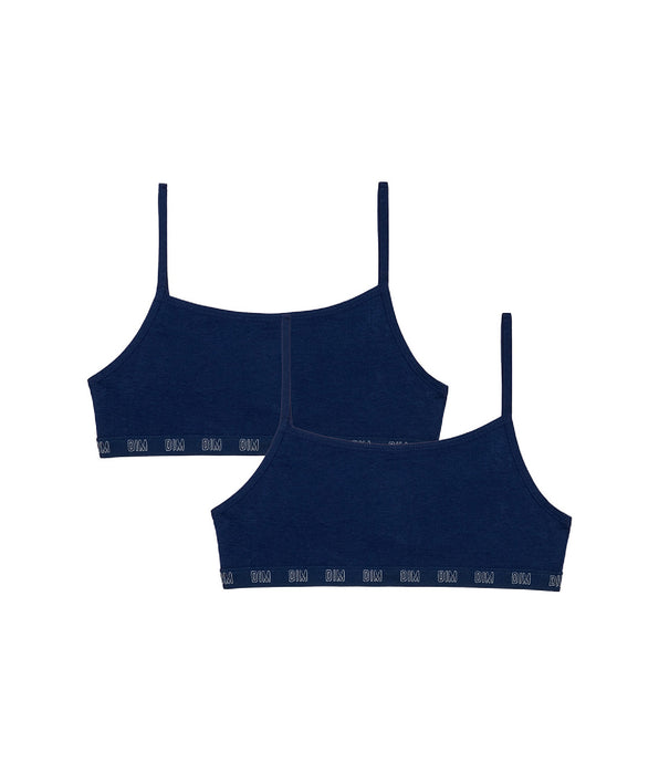 DIM Pacco da 2 brassieres per bambina in cotone bio Bleu Marine Dim Skin Care