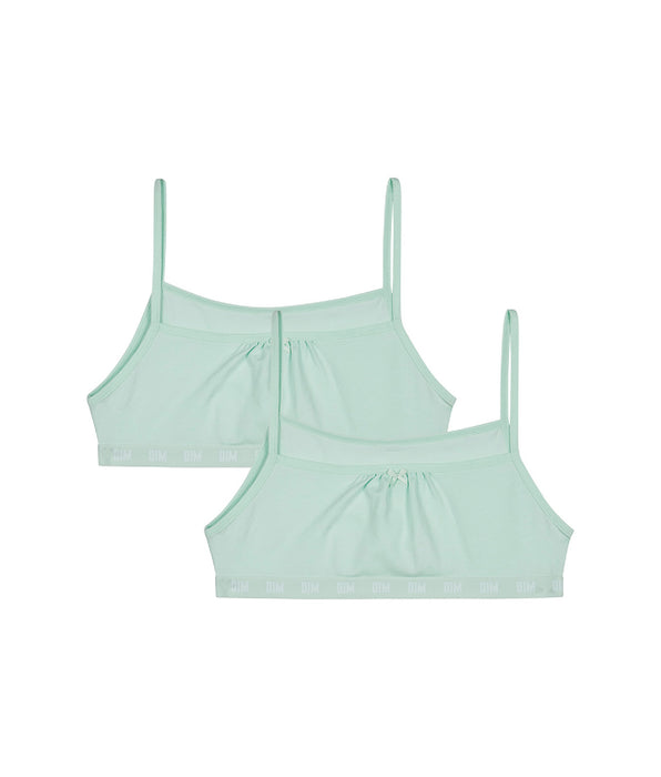 DIM Pacco da 2 reggiseni senza ferretto in cotone bio Blu Pastello Skin Care