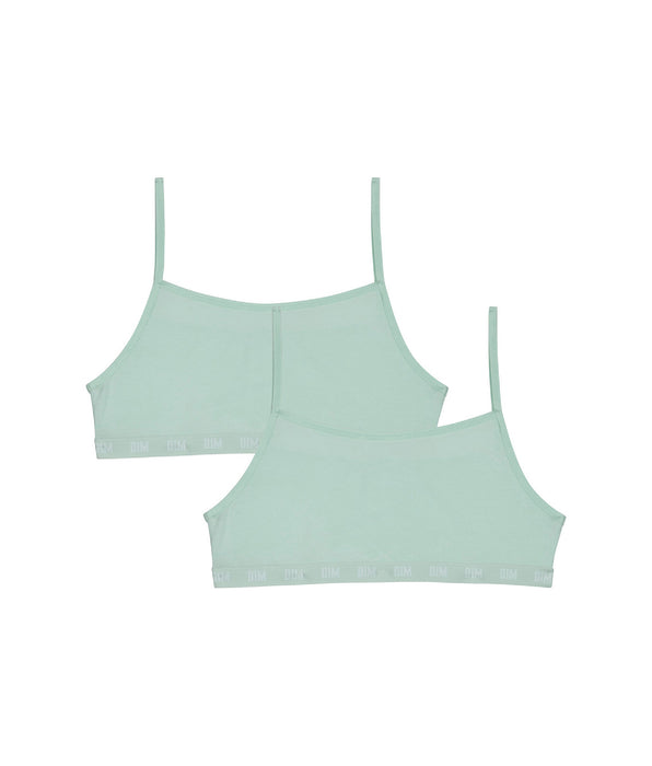 DIM Pacco da 2 reggiseni senza ferretto in cotone bio Blu Pastello Skin Care