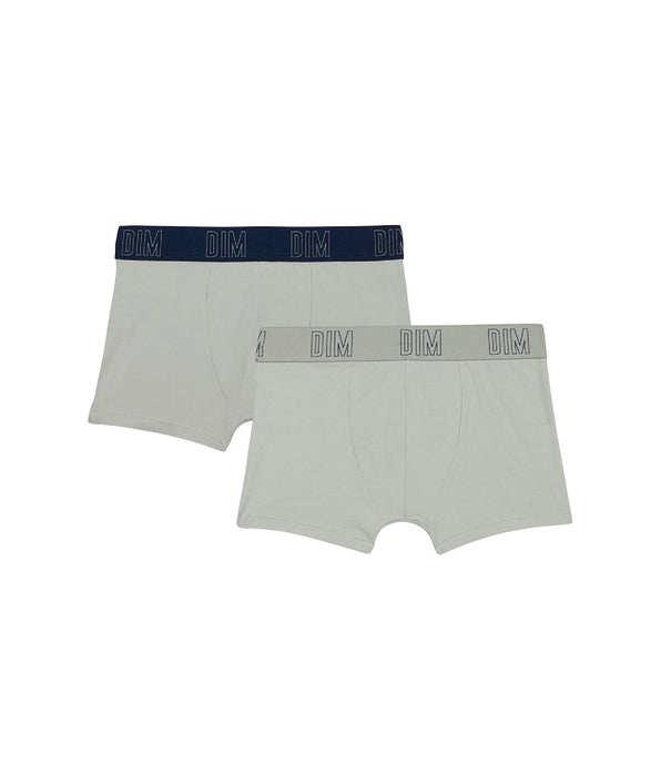 DIM Pacco da 2 boxer da ragazzo in cotone bio blu e grigio Dim Skin Care