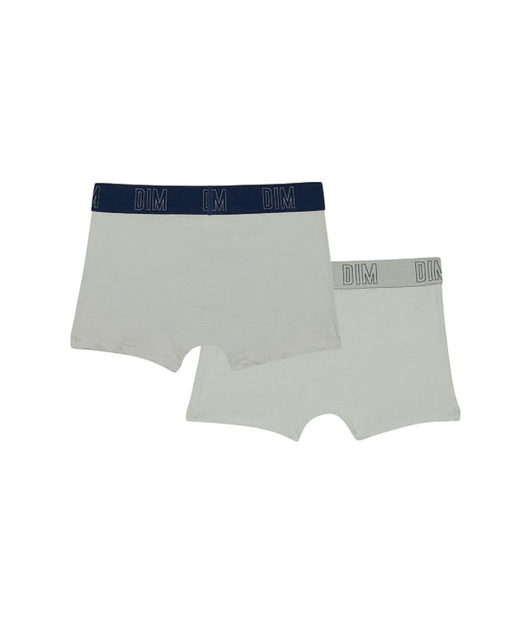 DIM Pacco da 2 boxer da ragazzo in cotone bio blu e grigio Dim Skin Care