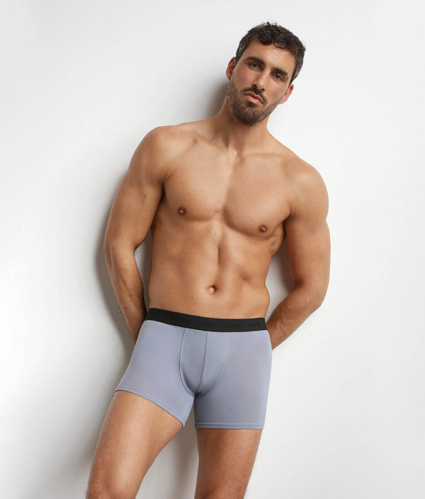 DIM Boxer da uomo in cotone modal piqué Grigio Polvere Dim Smart