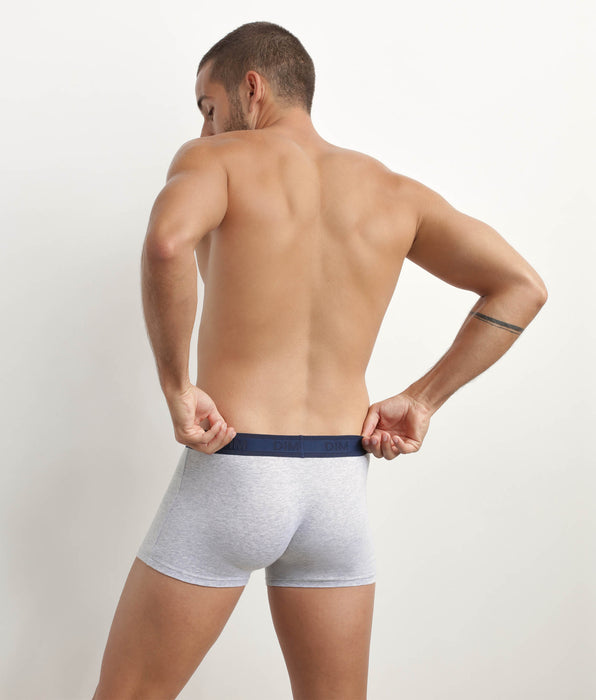 DIM Boxer uomo grigio con vita a contrasto in cotone elasticizzato Dim Fancy