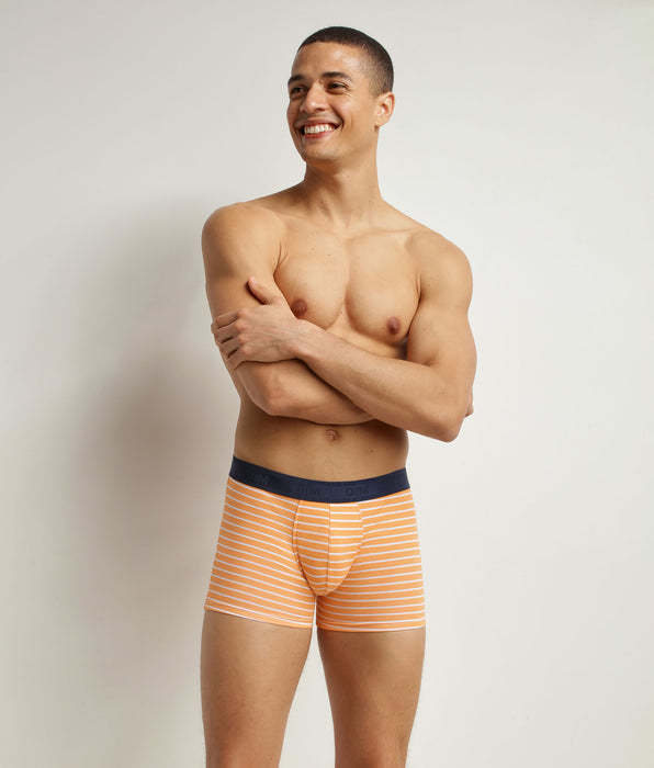 DIM Boxer Uomo in cotone elasticizzato a righe arancioni Dim Fancy