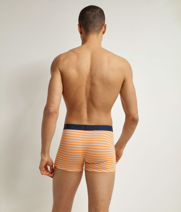 DIM Boxer Uomo in cotone elasticizzato a righe arancioni Dim Fancy