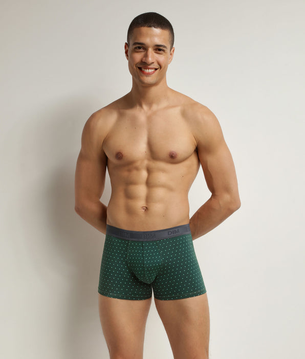DIM Boxer Uomo in cotone elasticizzato verde a pois Dim Fancy