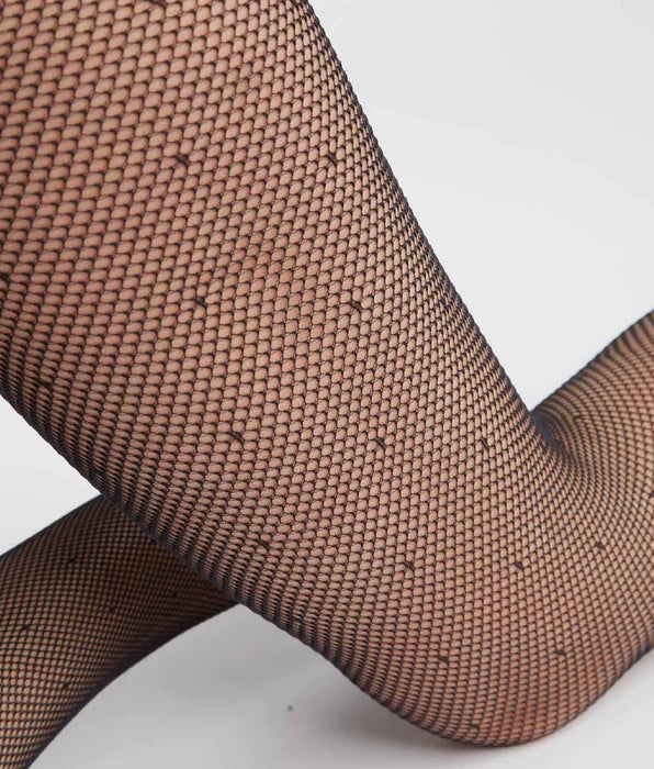 DIM Collant donna in voile e pois con taglio sexy Nero Dim Style