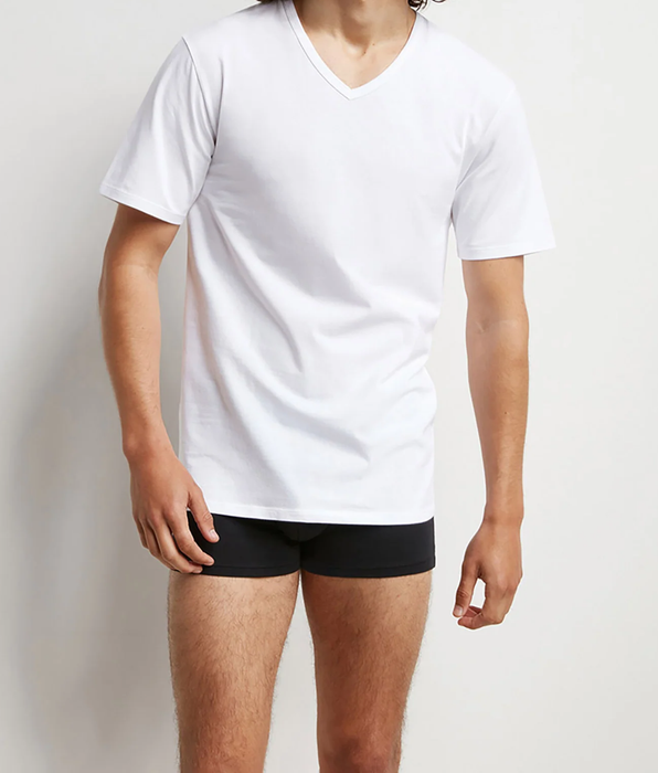 DIM Pacco da 2 magliette termoregolatrici da uomo in cotone bianco con scollo a V Regul Activ