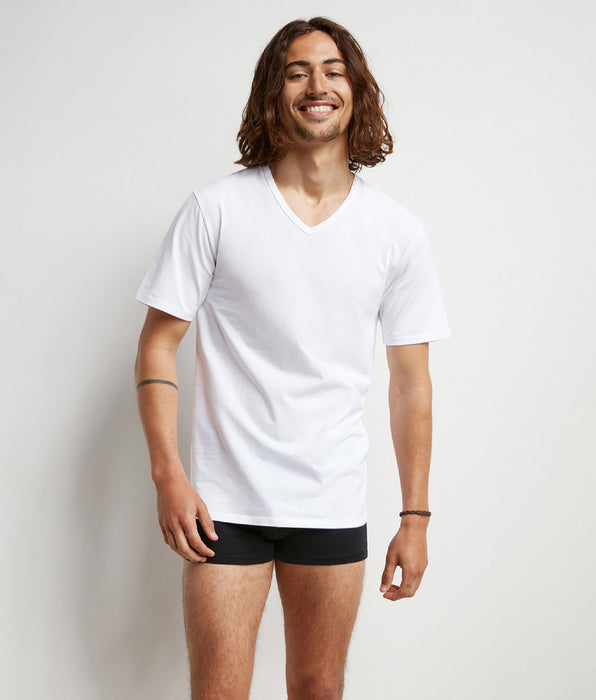 DIM Pacco da 2 magliette termoregolatrici da uomo in cotone bianco con scollo a V Regul Activ