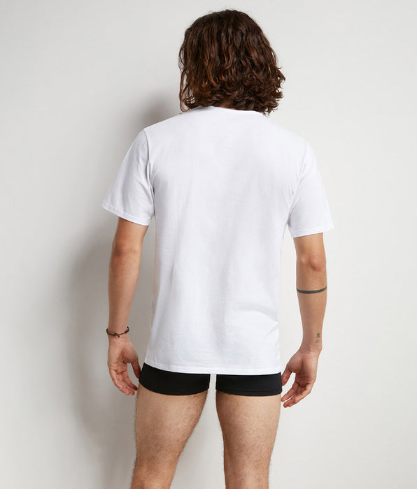 DIM Pacco da 2 magliette termoregolatrici da uomo in cotone bianco con scollo a V Regul Activ