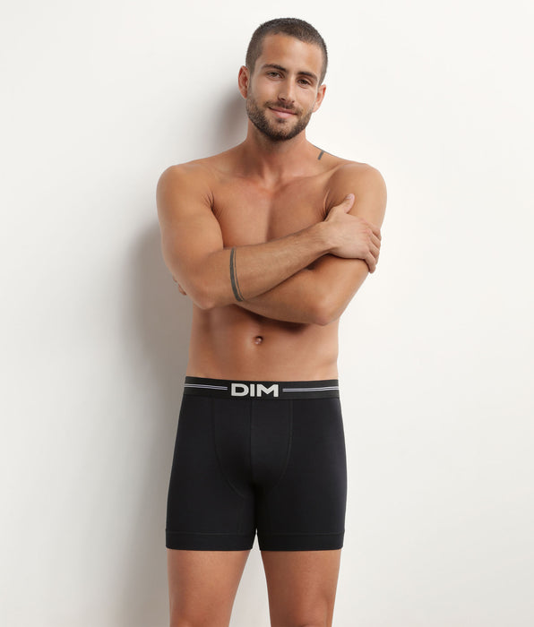 DIM Boxer uomo in cotone modal flatlock Nero DIM Icons Essentiel