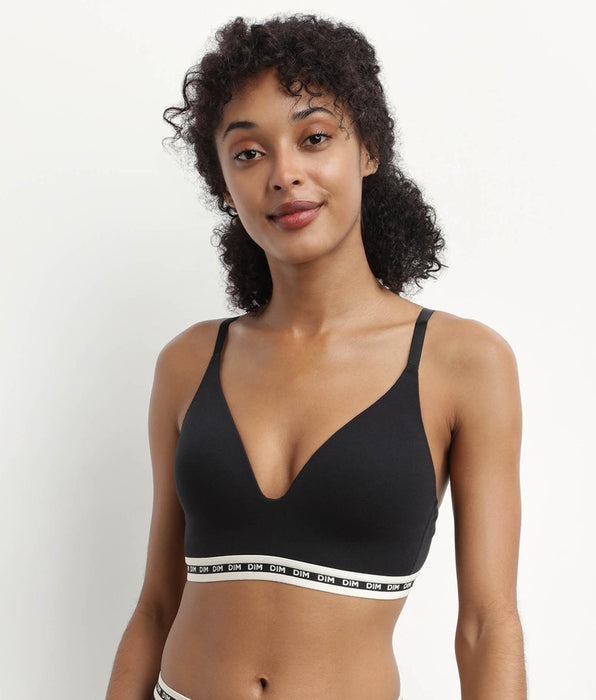 DIM Reggiseno a triangolo in cotone modal nero con coppe sagomate DIM Icons