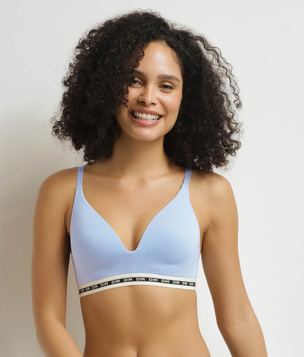 DIM Reggiseno a triangolo in cotone modal blu con coppe sagomate DIM Icons