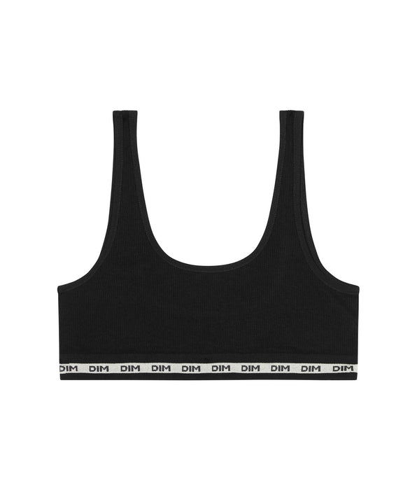 DIM Reggiseno a coste nero da bambina DIM Icons