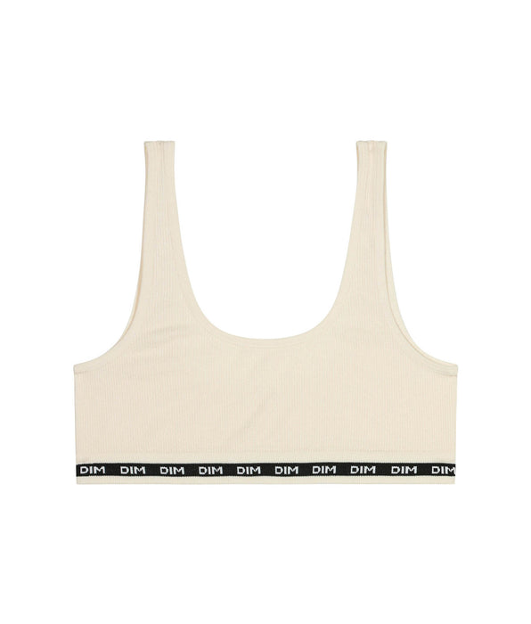 DIM Reggiseno da bambina a coste beige avorio DIM Icons
