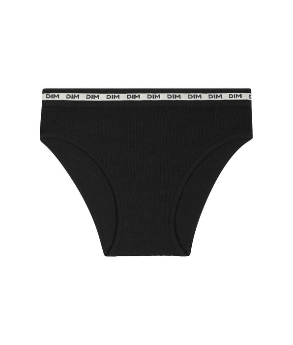 DIM Slip bambina a costine nero con cintura beige Dim Icons