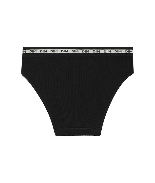 DIM Slip bambina a costine nero con cintura beige Dim Icons