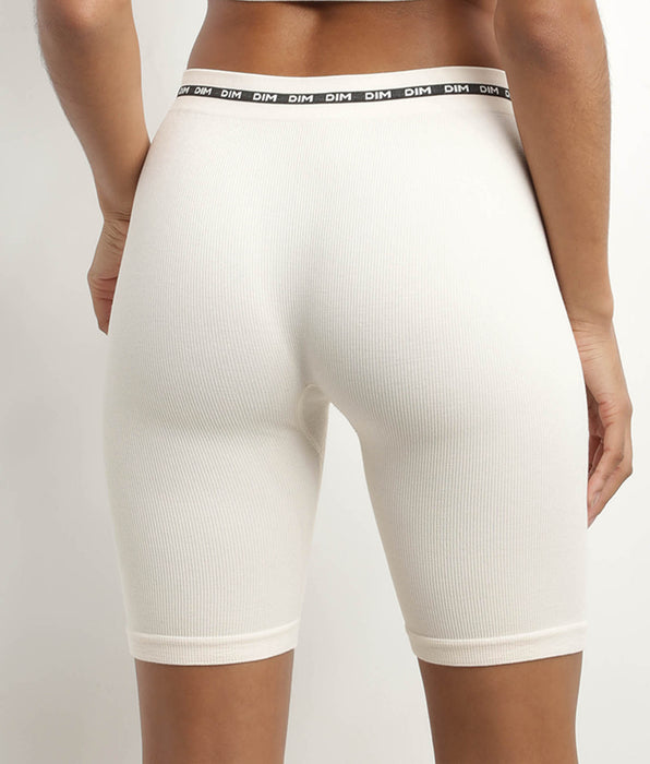 DIM Reggiseno donna a coste in poliammide modale Beige Avorio Ciclismo DIM Icons Seamless