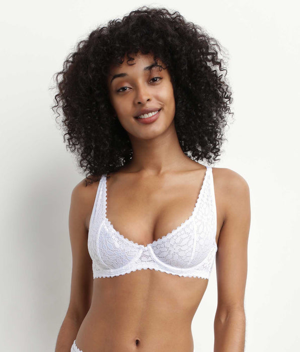 DIM Daily Dentelle Reggiseno con ferretto in pizzo floreale bianco