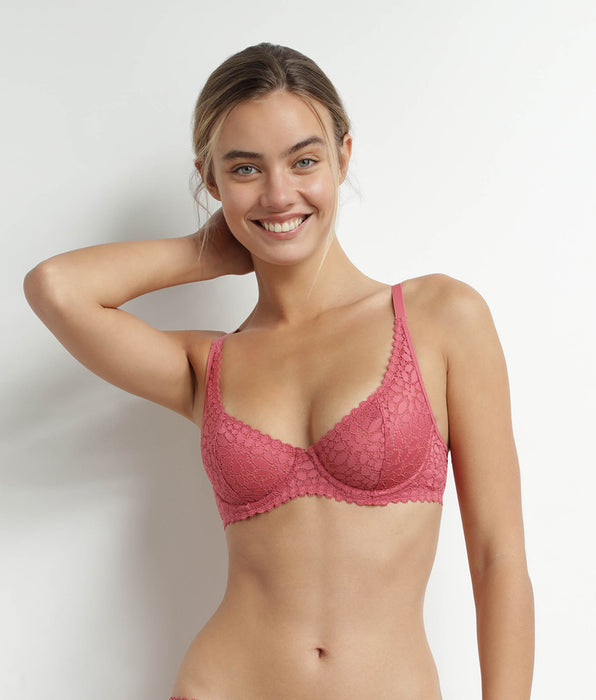 DIM Reggiseno push-up con ferretto e pizzo floreale Rose Daily Dentelle