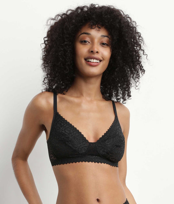 DIM Reggiseno floreale a triangolo senza ferretto Nero Daily Dentelle