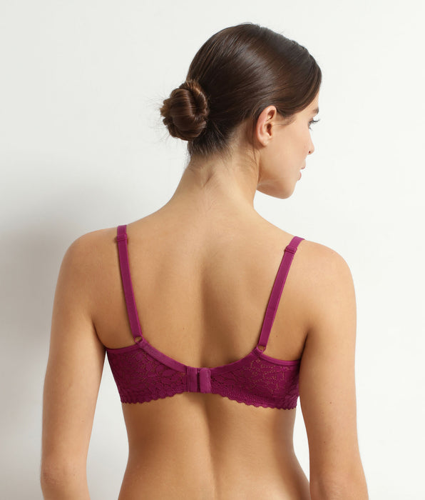 DIM Reggiseno senza ferretto in pizzo floreale ai frutti rossi Daily Dentelle