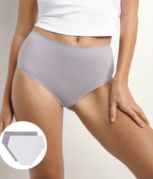 DIM Body Touch Easy Pacco da 2 slip in cotone elasticizzato bianco grigio
