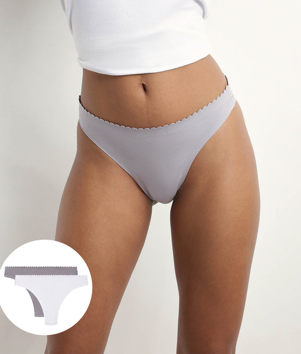 DIM Pacco da 2 tanga da donna grigio e bianco Body Touch Easy