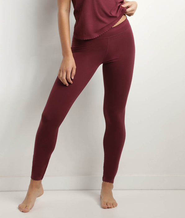 DIM Leggings donna Body Touch Easy Rubino scuro in cotone elasticizzato coprente