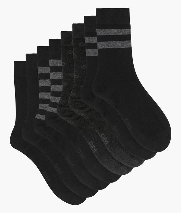 DIM Pacco da 4 paia da uomo in cotone a righe nere EcoDim Style