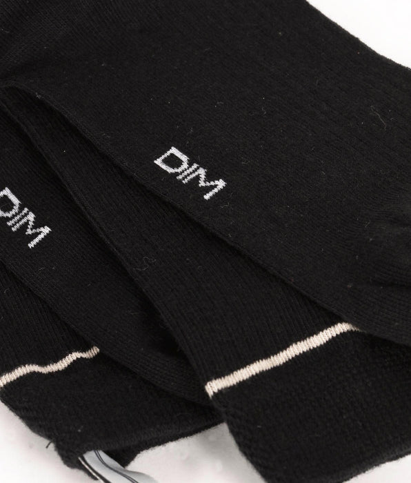 DIM Calze unisex a coste in cotone nero con linea crema DIM Icons