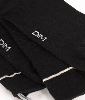 Unisex black ribbed cotton socks with cream line Dim Icons