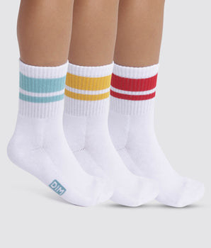 Pack of 3 pairs of children's socks in Turquoise, Yellow, Red Dim Sport