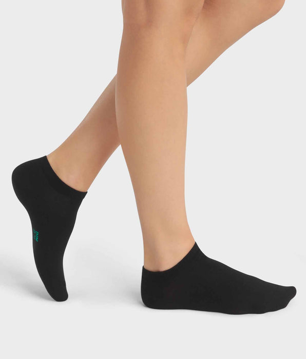 DIM Pacco da 2 calzini da donna in cotone bio nero Dim Good