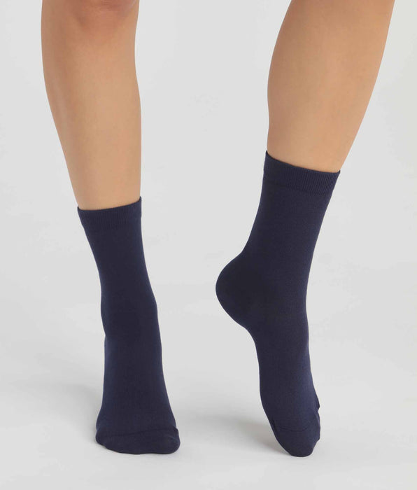 DIM Pacco da 2 calze in cotone bio blu navy da donna Dim Good