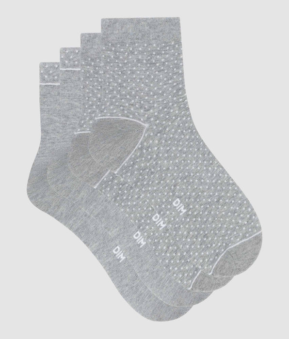 DIM Pacco da 2 calze in cotone bio da donna con pois grigi Dim Good