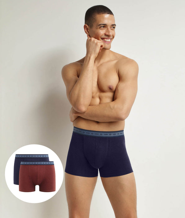 DIM Pacco da 2 boxer da uomo in cotone bio rosso blu Dim Good