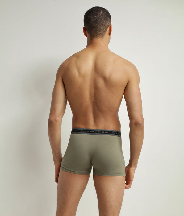 DIM Multipack di 2 boxer da uomo in cotone bio color carbone e verde terra Dim Good