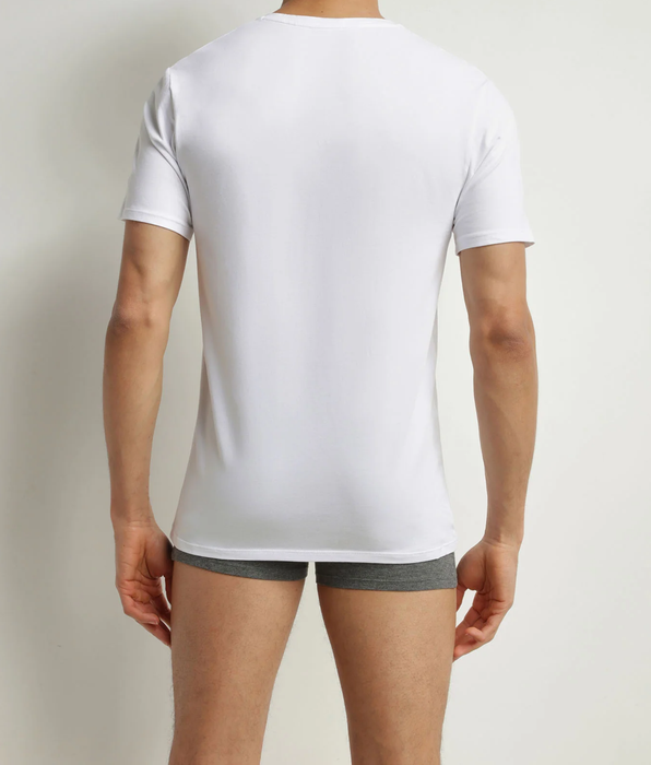 DIM Pacco da 2 T-shirt uomo in cotone bio con scollo a V, bianco DIM