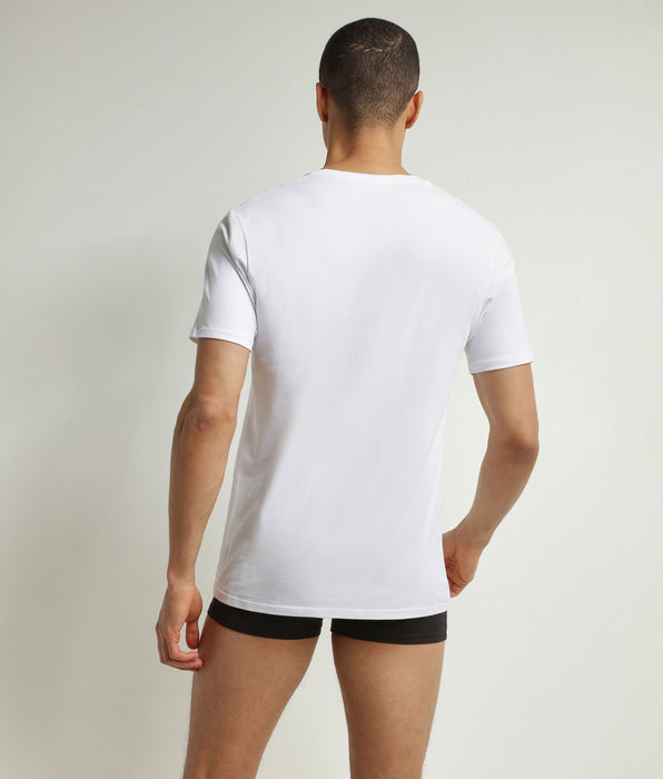 DIM Pacco da 2 T-shirt uomo grigio bianco in cotone bio con scollo a V Dim Good