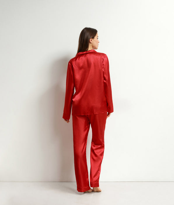 DIM Pigiama da donna con pantaloni in raso rosso Dim Don't Disturb