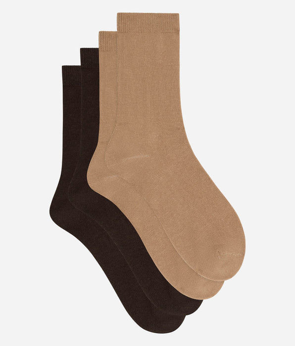 DIM Confezione da 2 calze da donna in cotone Thermo color cioccolato e tortora
