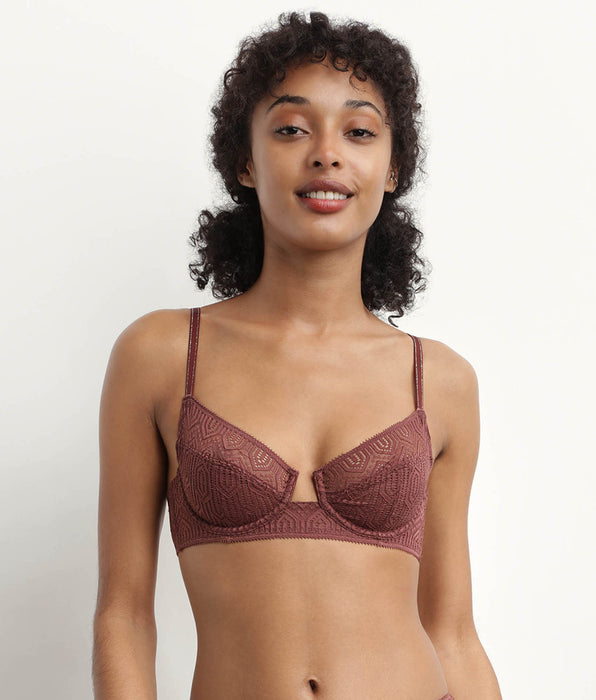 DIM Reggiseno push-up in pizzo grafico Cocoa con ferretto Mod di Dim