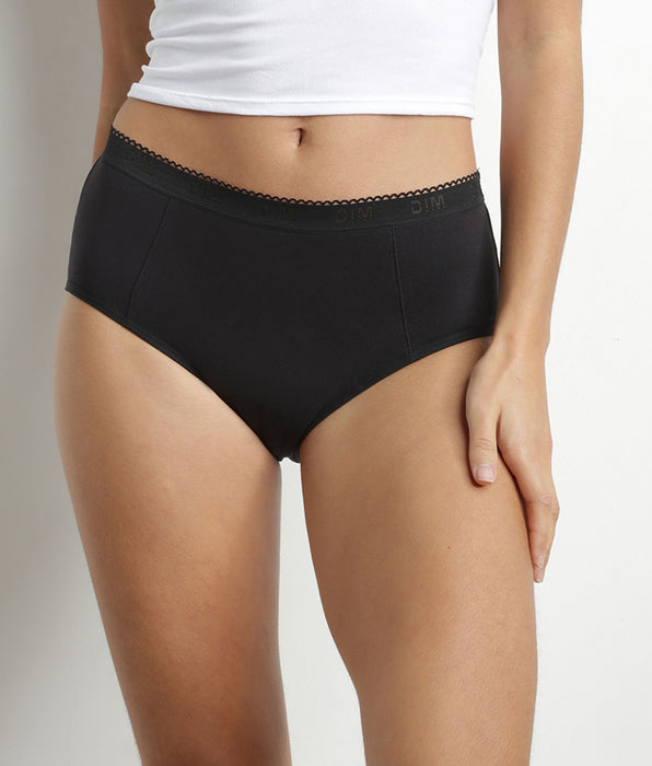 DIM Shorty mestruali lavabili da donna in cotone bio Nero Flusso molto abbondante DIM Protect