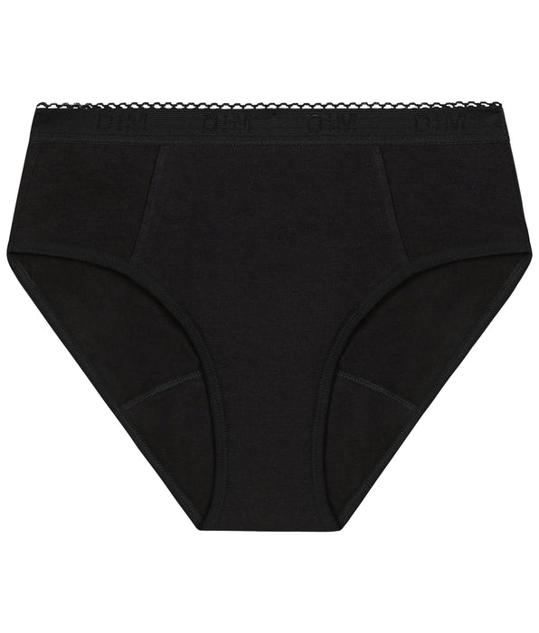 DIM Slip mestruale da ragazza in cotone biologico Nero Flusso molto abbondante Dim My Protect
